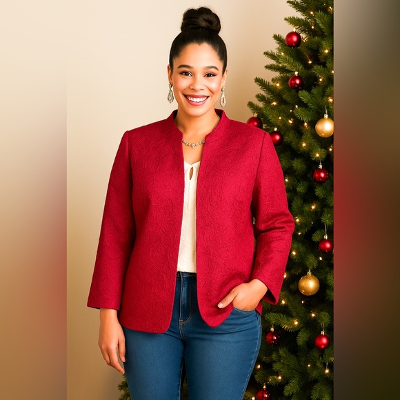 Avenue Jackets & Blazers - Avenue Textured Paisley Mandarin Collar Jacket – Size 22/24